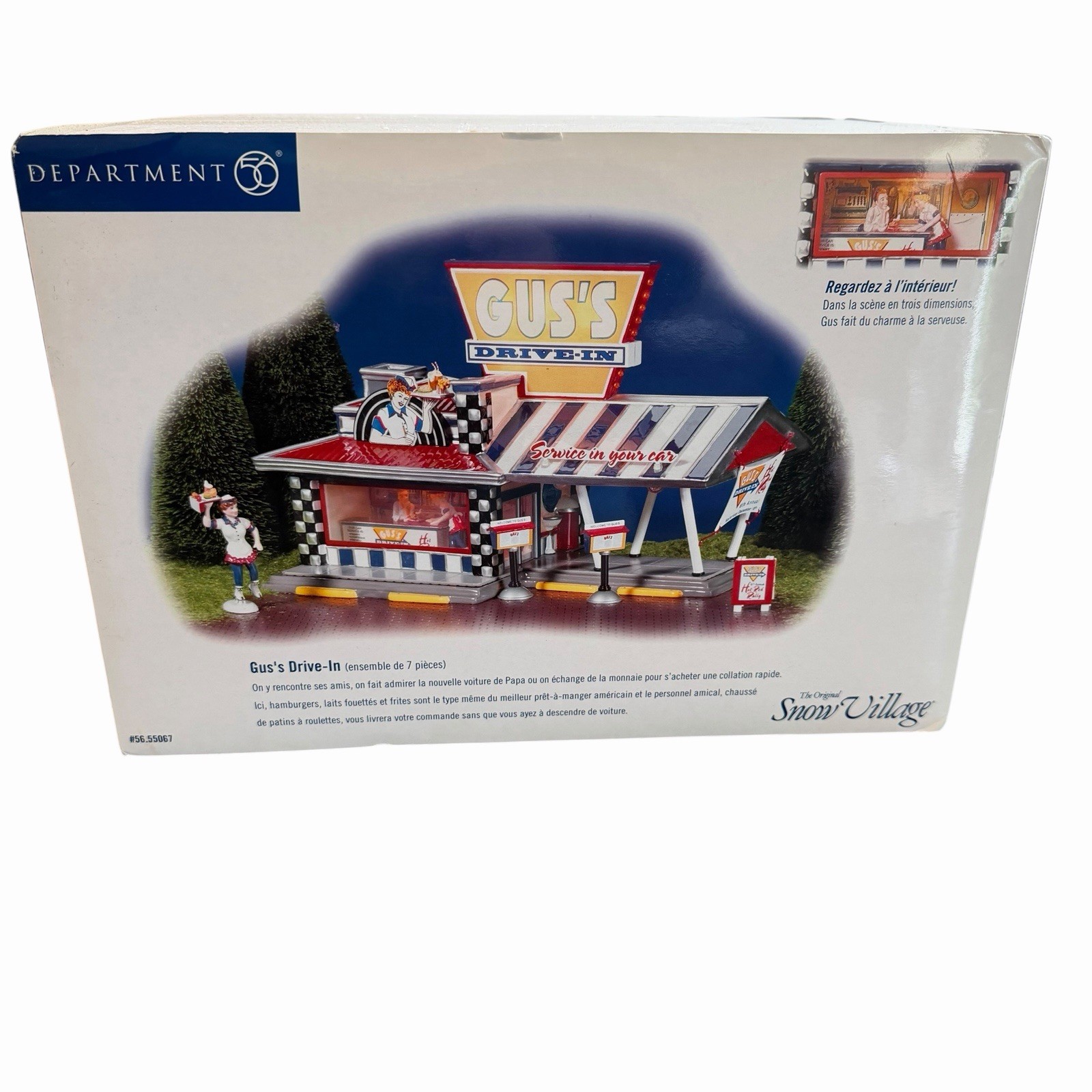 Department 56 Snow Village Gus’s Drive-In – 55067 SEALED NEW In Box Old Sock