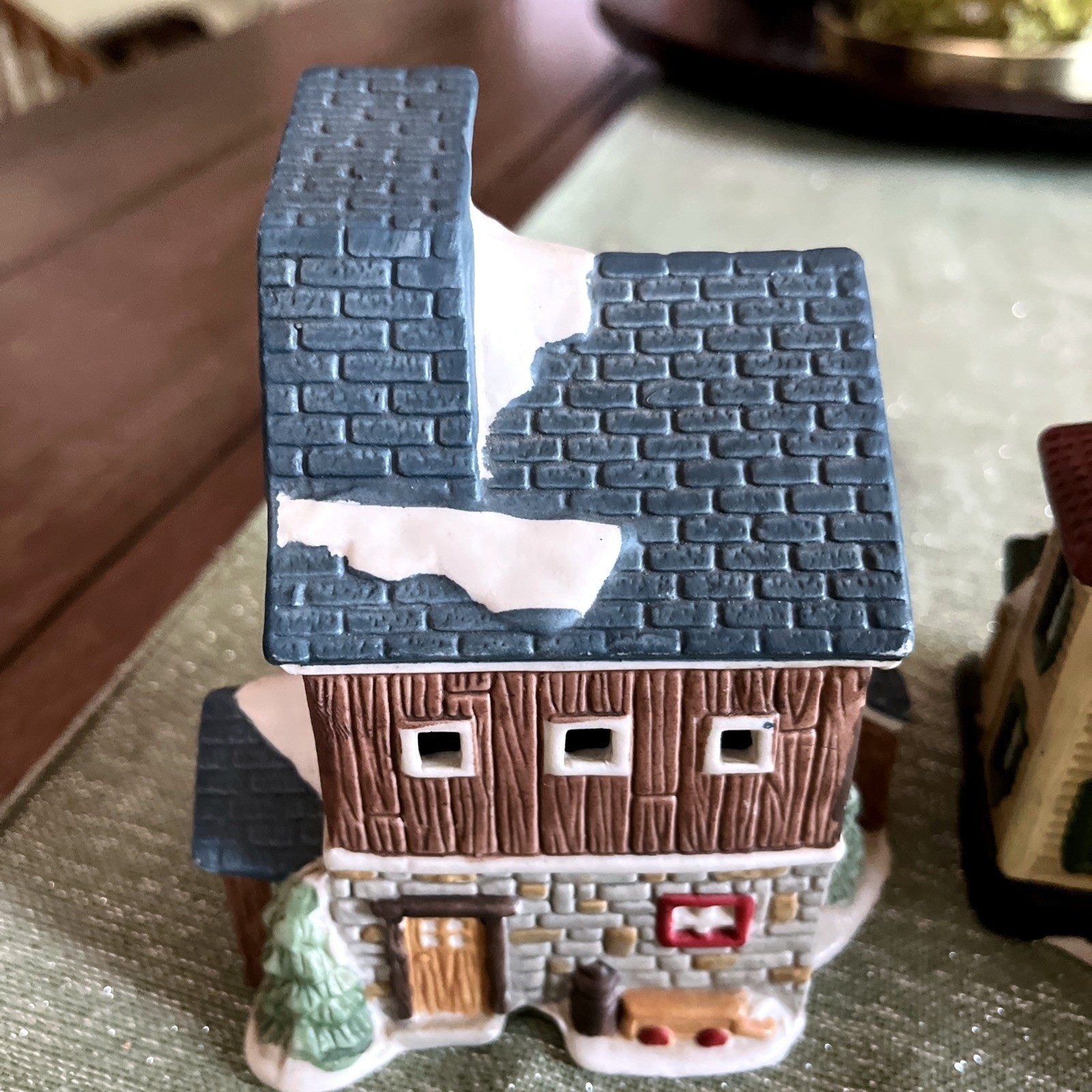 Christmas Village Houses Set Of 3-House/Country Store/Butcher-No Box/Lights