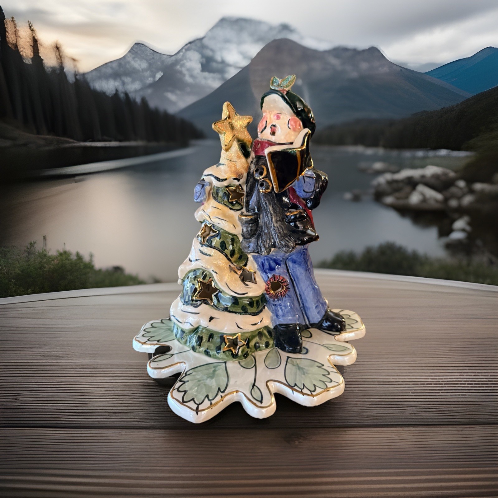 Blue Sky Clayworks Victorian Boy Caroler Tree Tealight Heather Goldminc