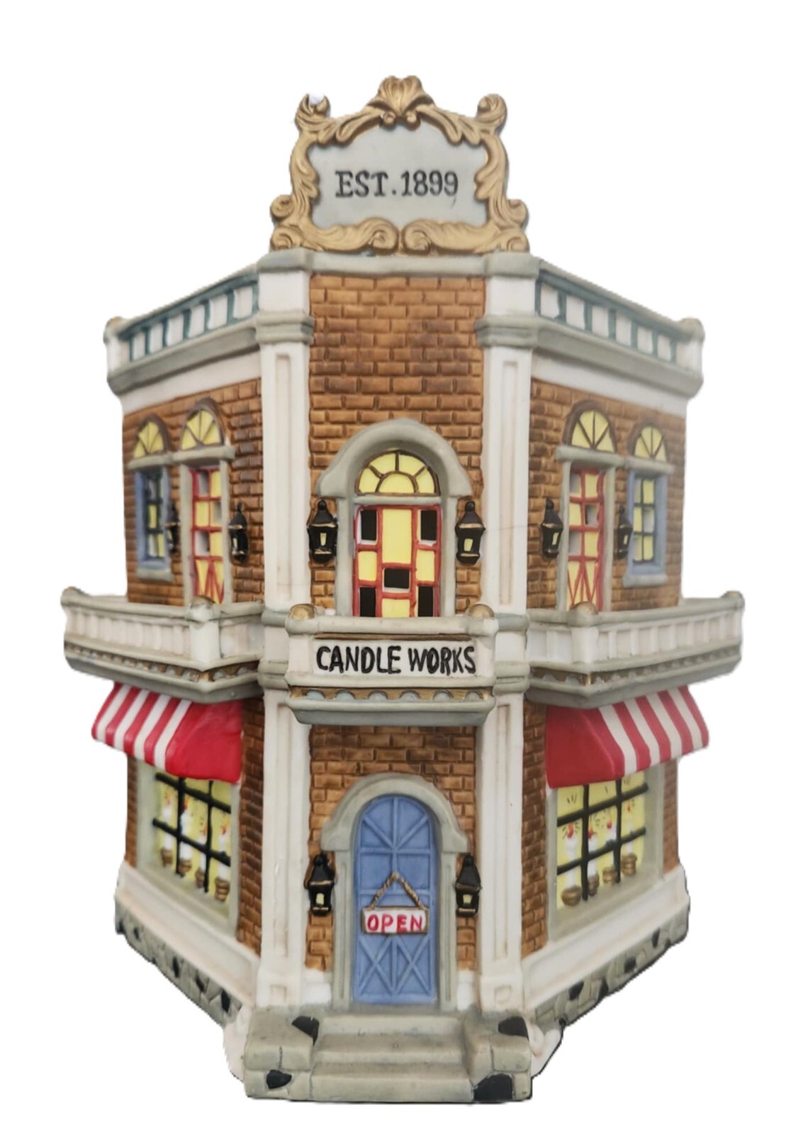 SANTAS WORKBENCH O’WELL CHRISTMAS VILLAGE HOUSE – FLICKERING WICK CANDLE SHOP +