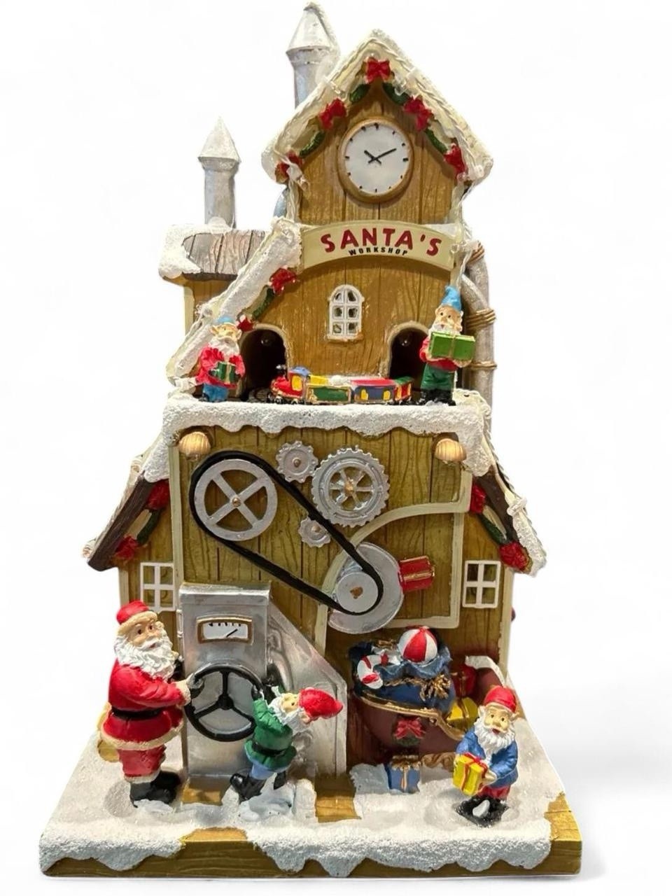 Christmas Village Building, Santa’S Workshop with Christmas Music, LED Lights, a