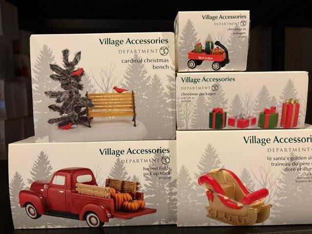 Department 56 Harvest Fields Pick Up Truck, Presents, Cardinal Bench, Wagon ETC