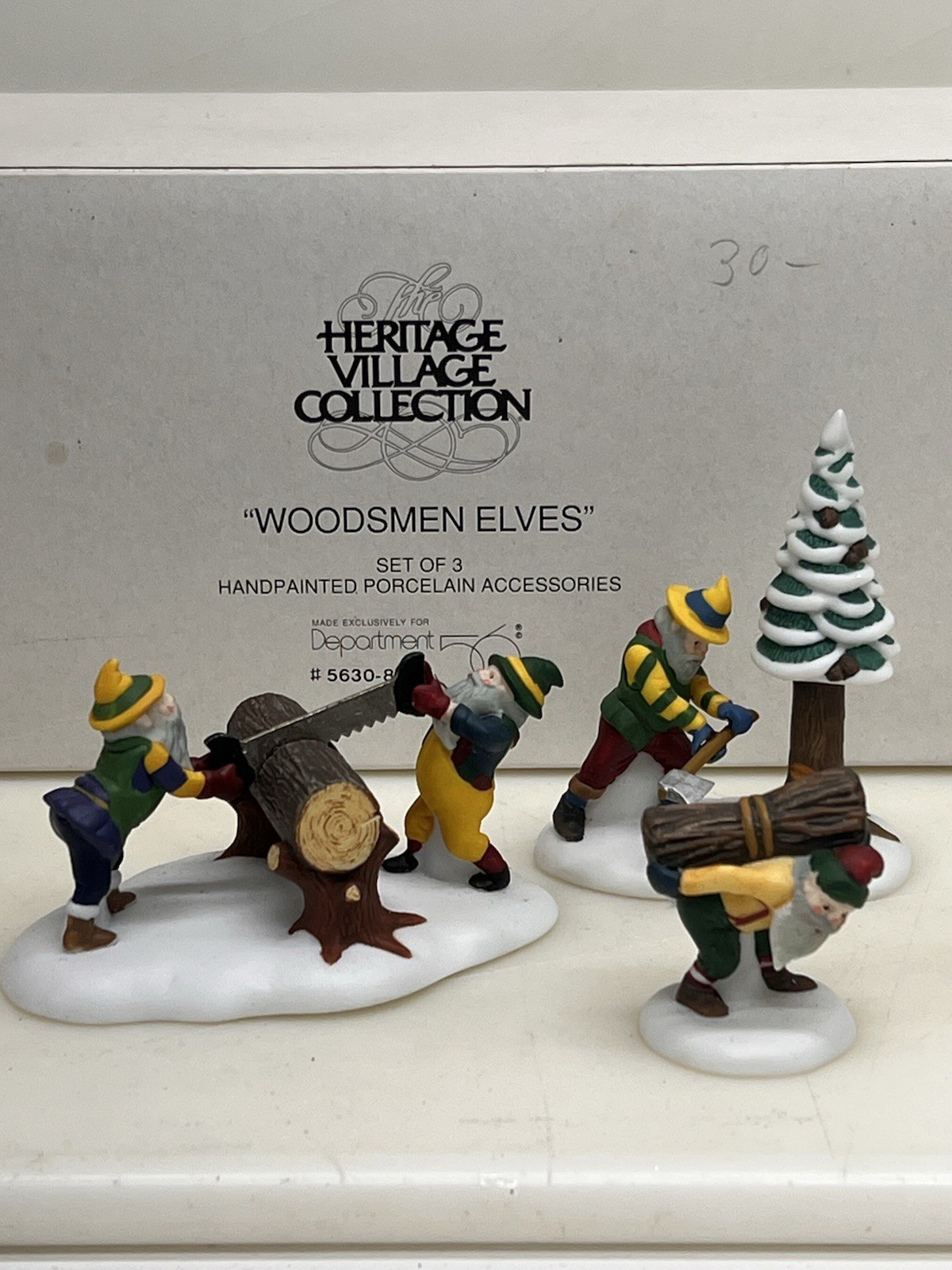 Dept 56 Heritage Village Collection “Woodsmen Elves” Set Of 3 5630-8 Excellent
