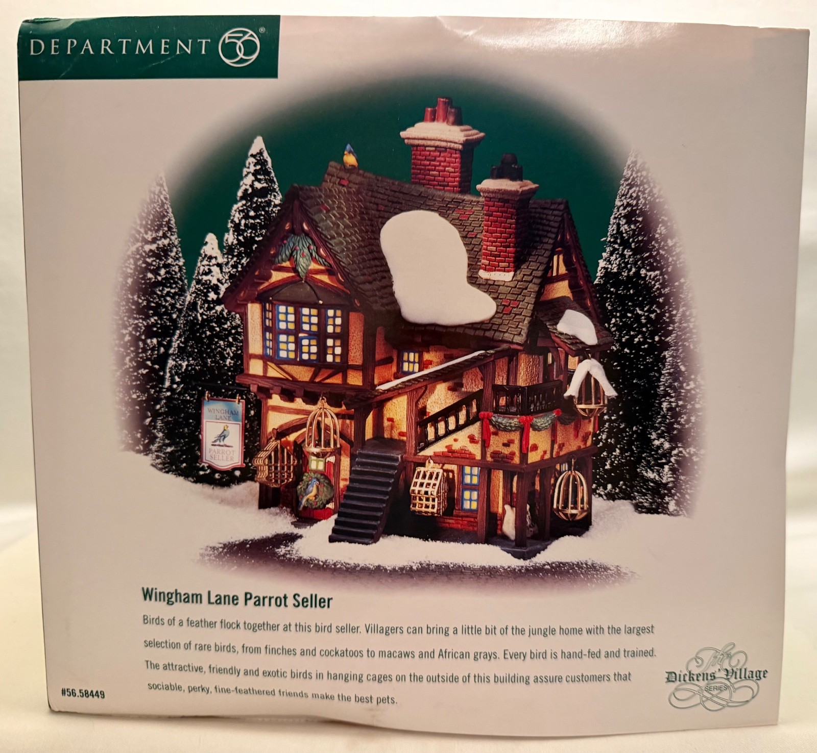 DEPARTMENT 56 “WINGHAM LANE PARROT SELLER” 58449 – DICKENS VILLAGE – READ!