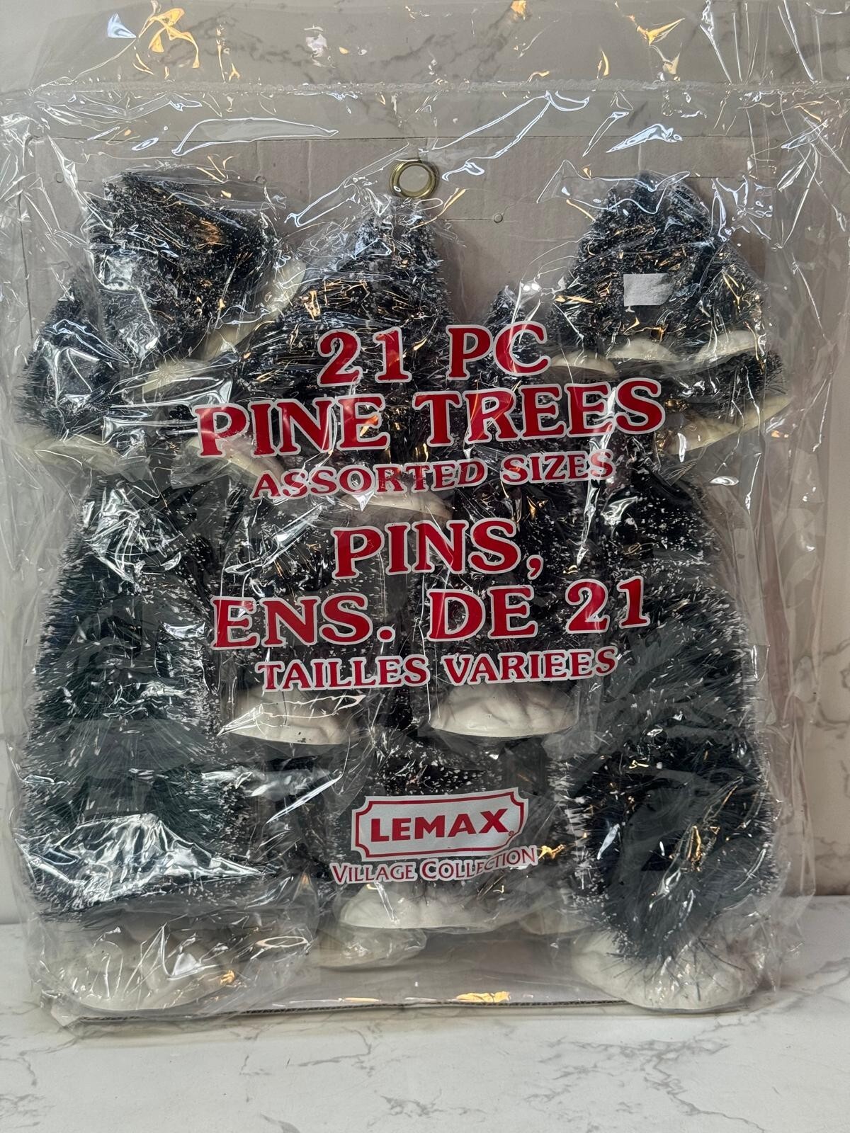 Lemax Pine Trees Christmas Village Assorted Mixed Sizes Plastic Stands