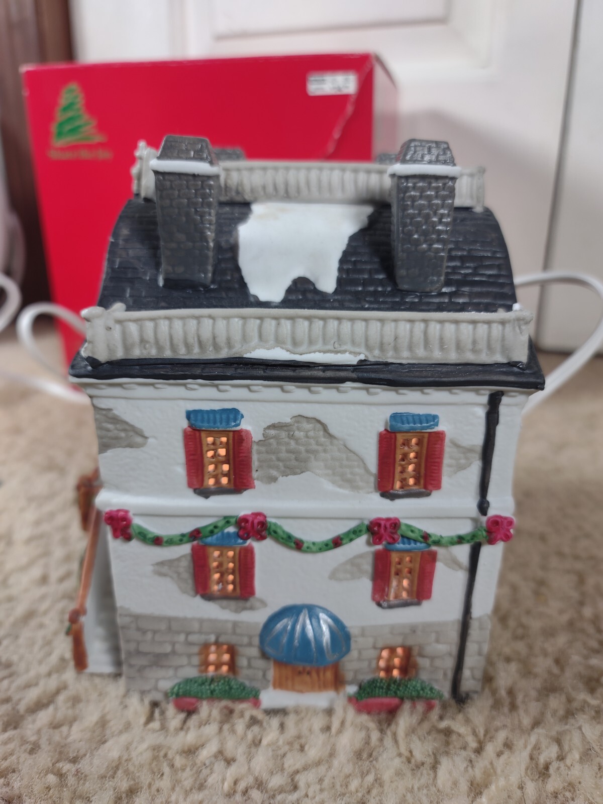 Christmas Porcelain Lighted 6.3″ G.W. Pruden & Co Store Lemax 1983 Share The Joy