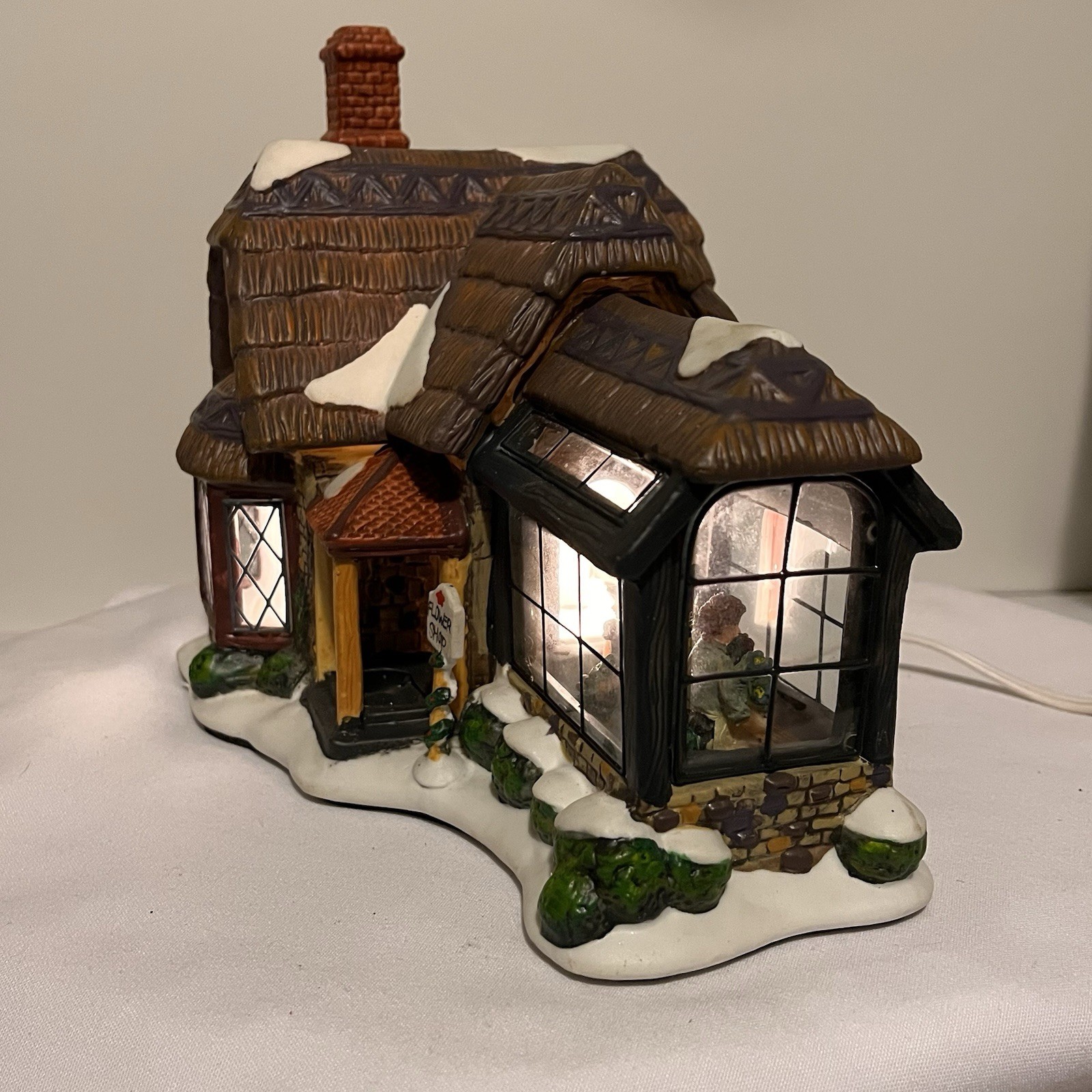 Victorian Village Collectibles Lighted “Flower Shop” With Light Cord- Rare Find