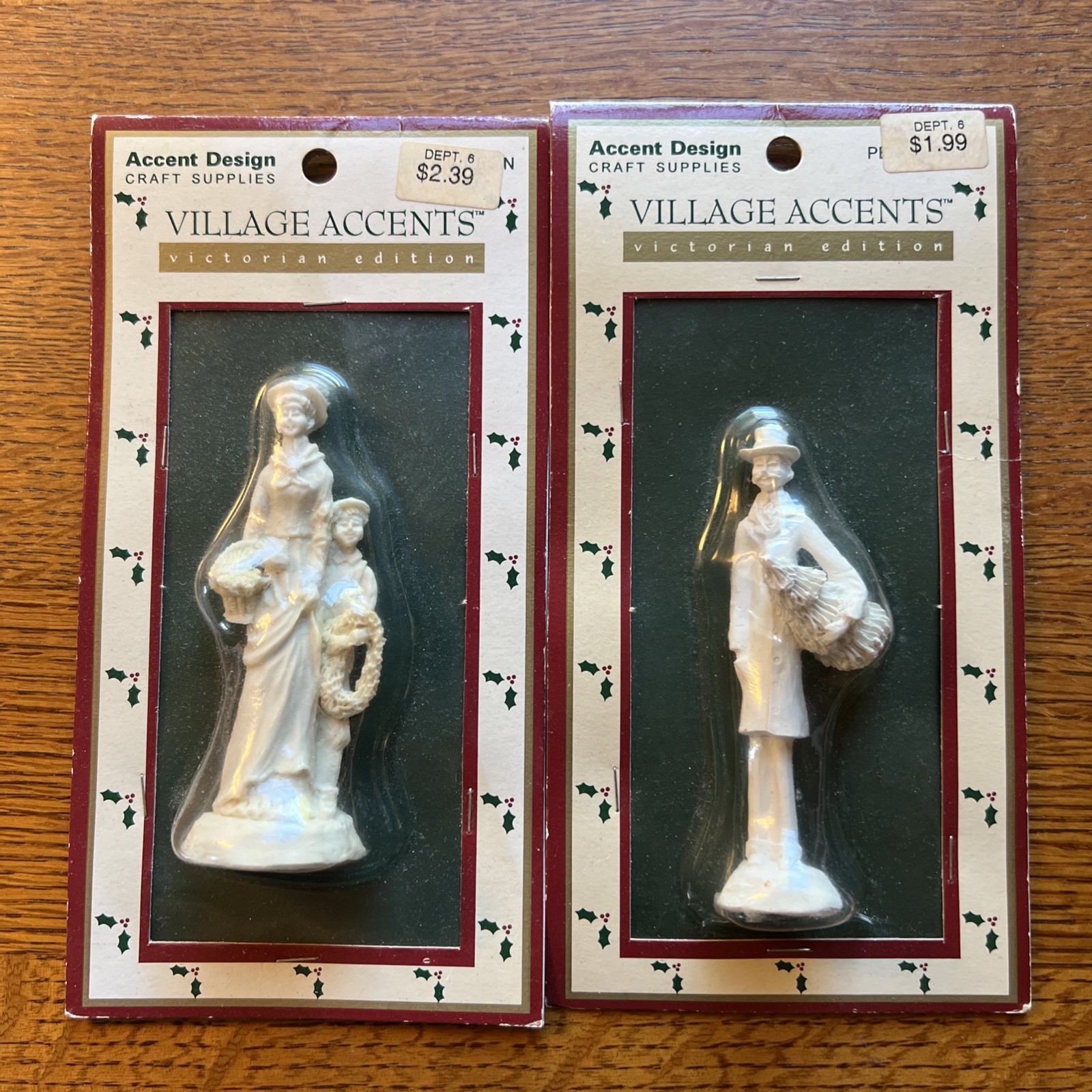 Two Village Accents Craft Christmas Victorian Edition Figures Ready To Paint 4″