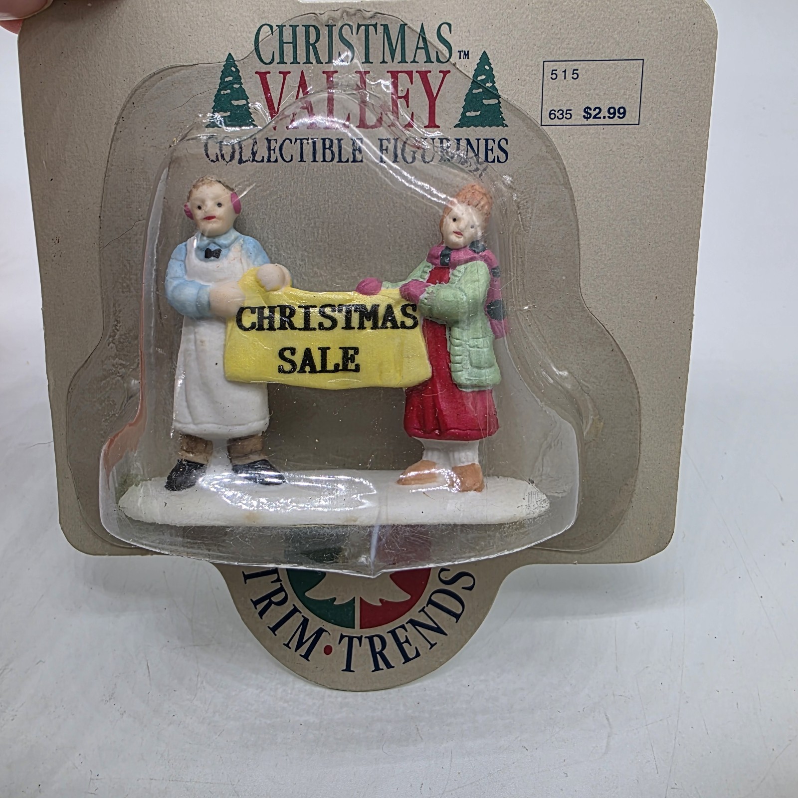 Vintage Handpainted Porcelain Couple Christmas Sale Sign Village Decor Accessory