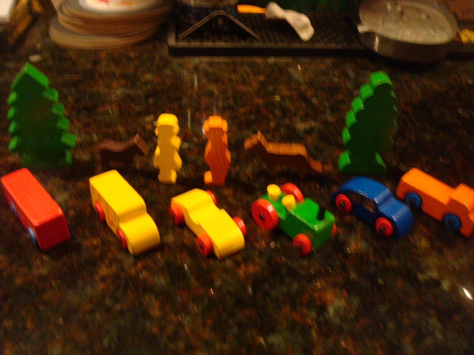 Vintage East German Putz Erzgebirge DELUX VEHICLE Lot CARS TRUCK PEOPLE TREES