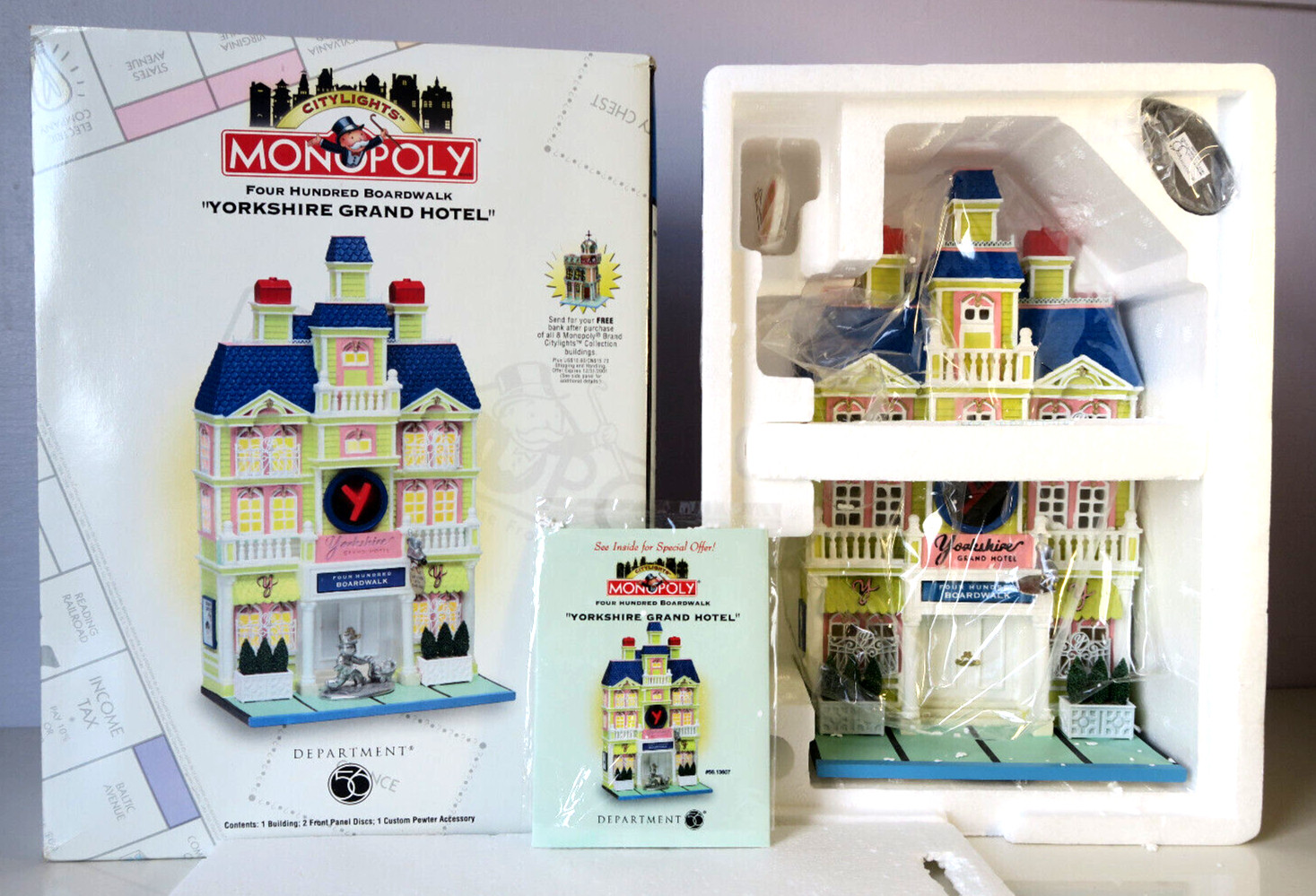 Dept. 56 Monopoly City Lights Yorkshire Grand Hotel Four Hundred Boardwalk