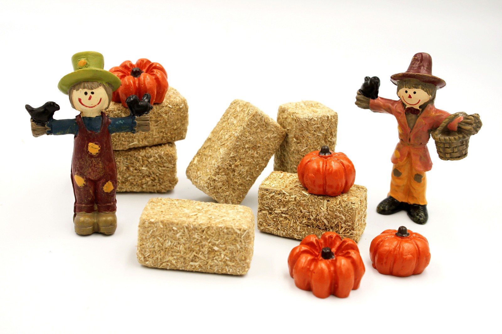Miniature 24Pk Pumpkins or Hay Bales: Fall Fairy Garden, Haunted Village Decor