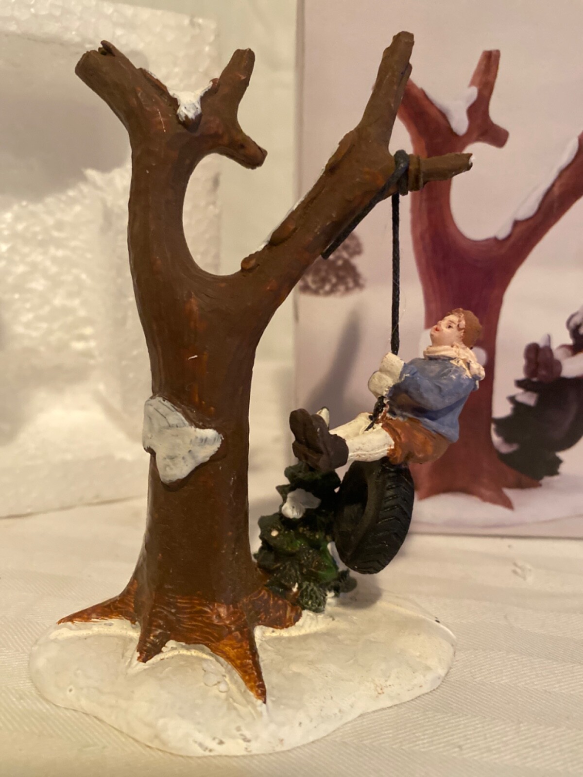 Holiday Time Swinging Christmas Village House Accessory Figurine “Tire Swing”