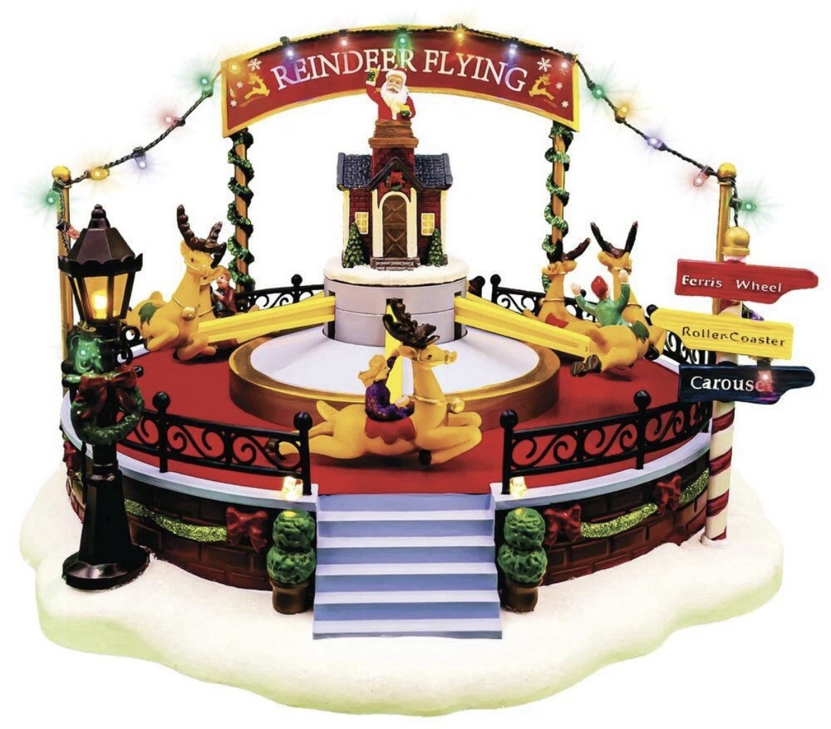 Enchanted Forest ~ Reindeer Flying Prelit Village Carnival Ride