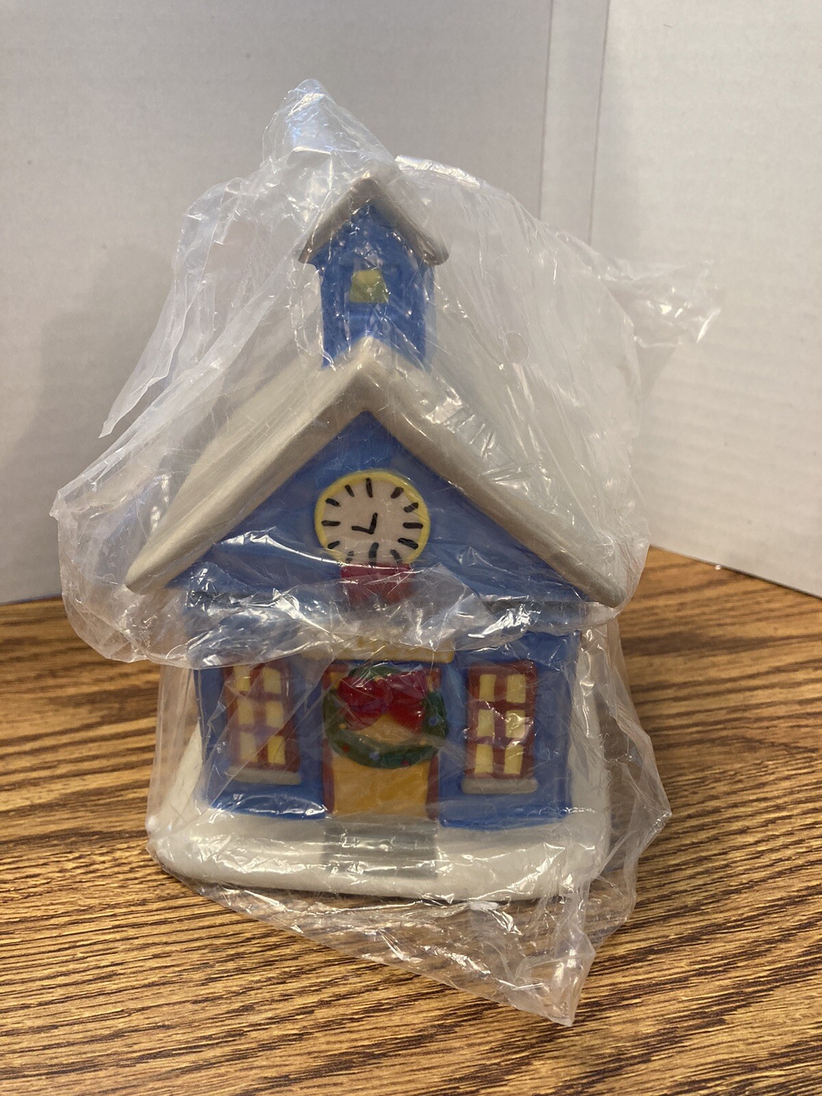 TEMPTATIONS CHRISTMAS VILLAGE HOUSE, 8 OZ. LIDDED CERAMIC RAMEKIN, 6” TALL