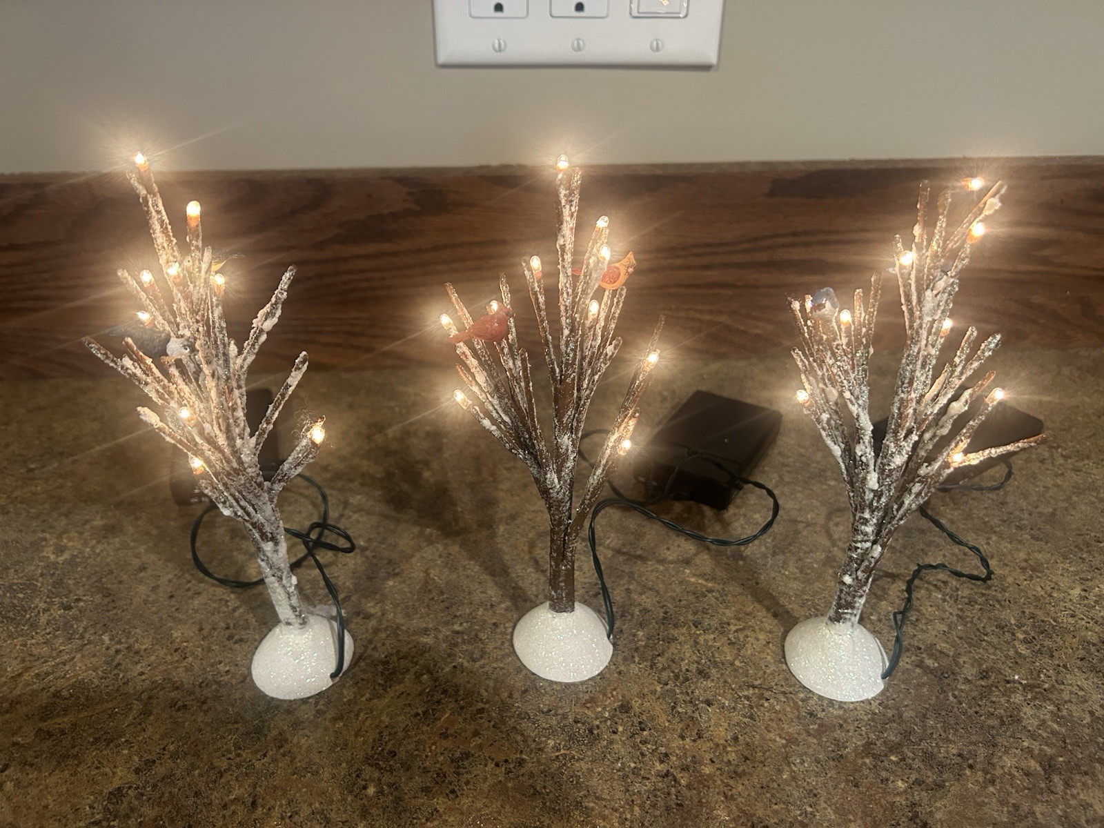 Hawthorne Village Light Up Trees Set of 3 Battery Powered *Tested and Working*