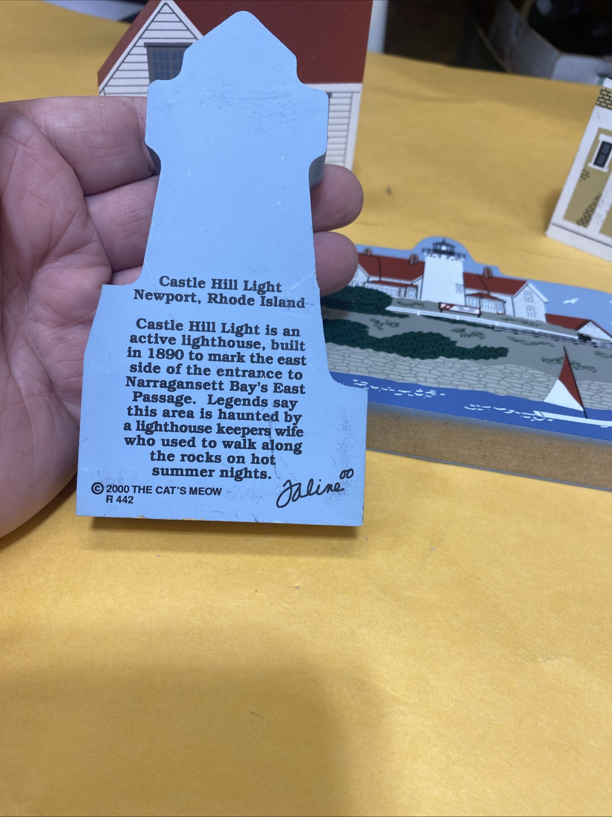 The Cat’s Meow Lot Of 6 Pieces Lighthouse Wooden Shelf Sitter
