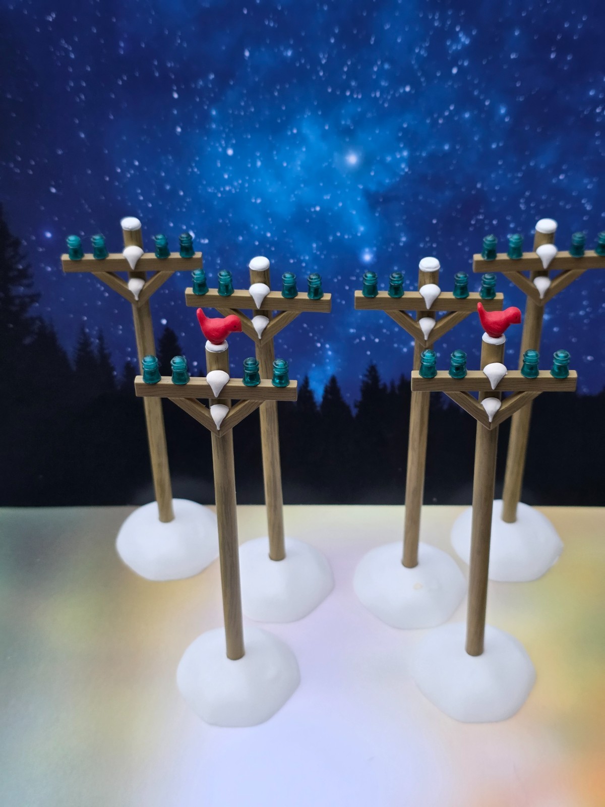Dept 56 Set of 6 Christmas Village Telephone Poles insulators NO Wires 52656