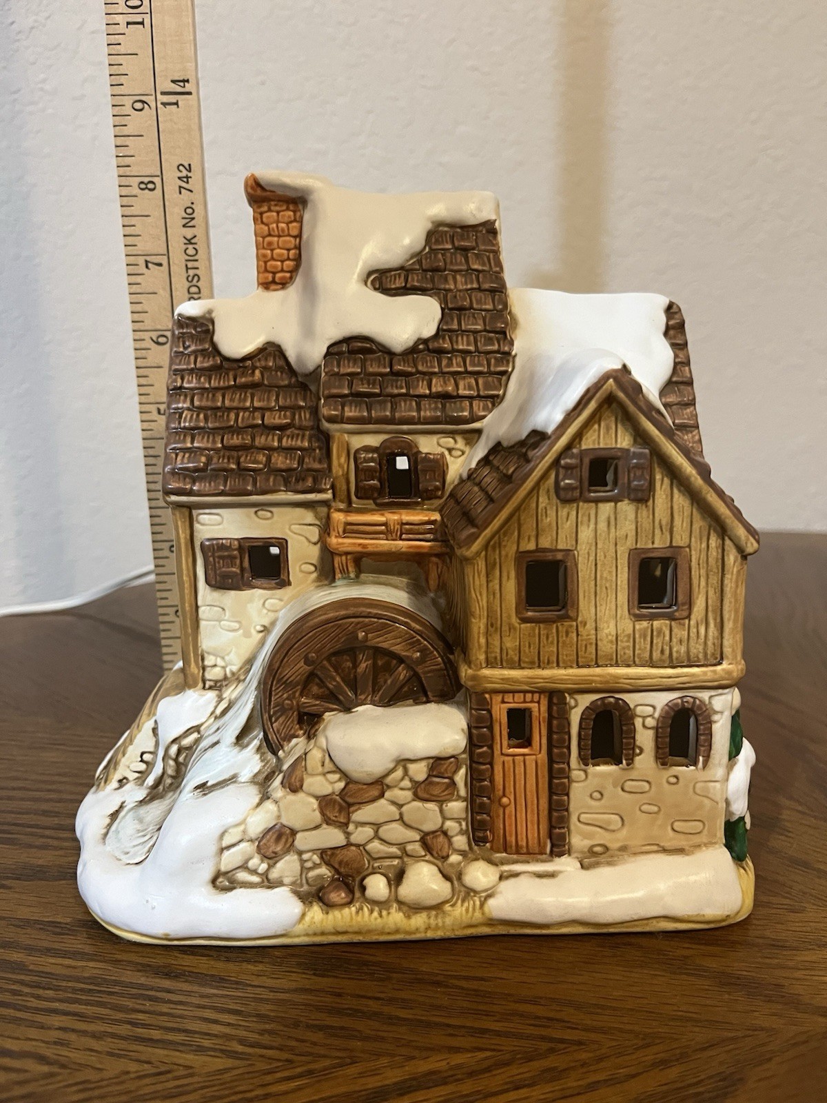 Rare 1990 Lefton Colonial Village Water Mill Byron Wood Christmas Lighted