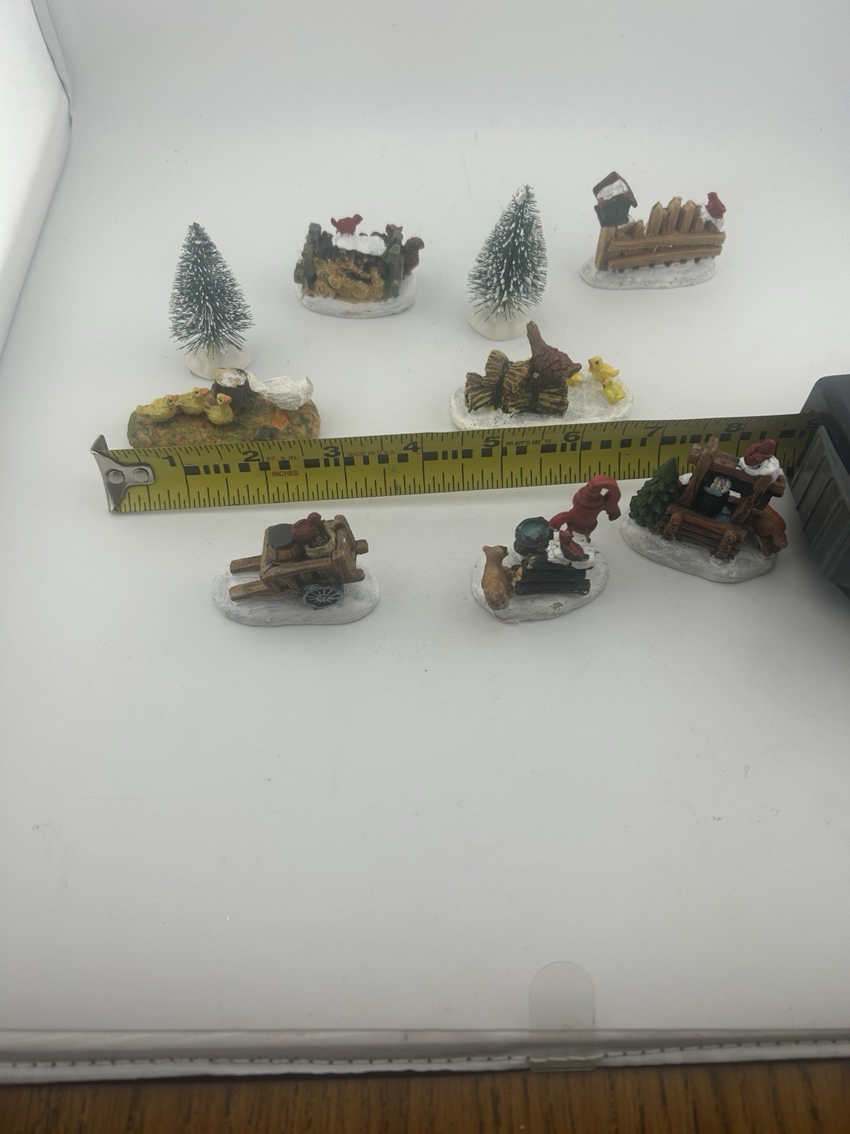 Holiday Time Christmas Snow Village-Farm Animal Scenes Lot of 7 + 2 Trees – NOTE