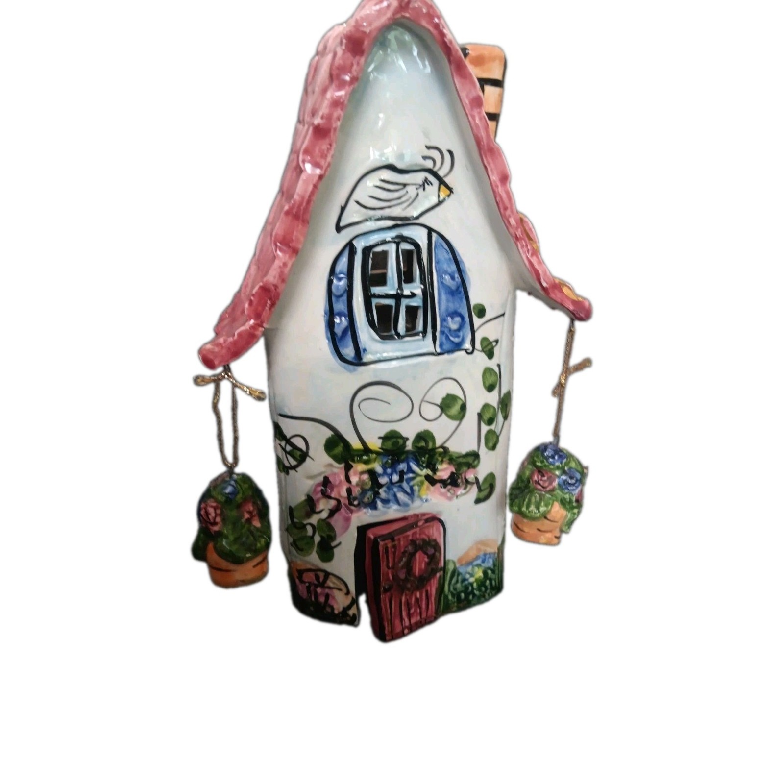 Blue Sky Clayworks Spring Cottage House Tealight By Heather Golminc Pre-owned