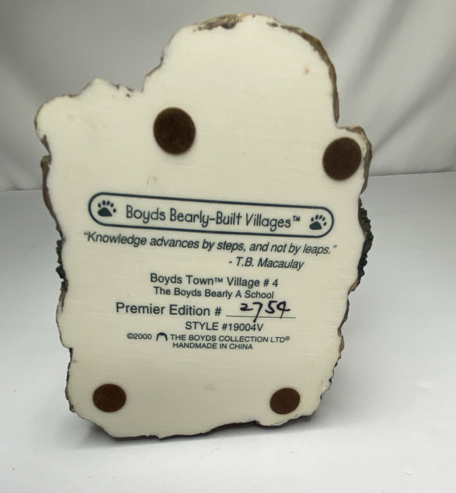 Boyds Bearly Built Villages Bearly A School 19004V Premier Edition 3Pc Box COA