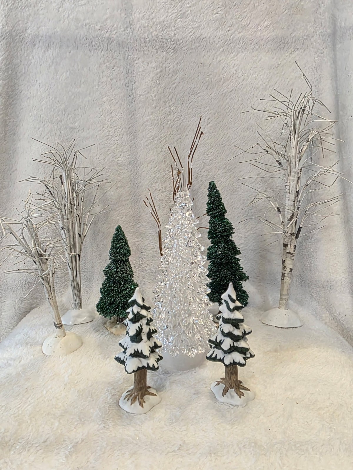 Lemax And Other Christmas Trees Mix Village Decor lot x 9