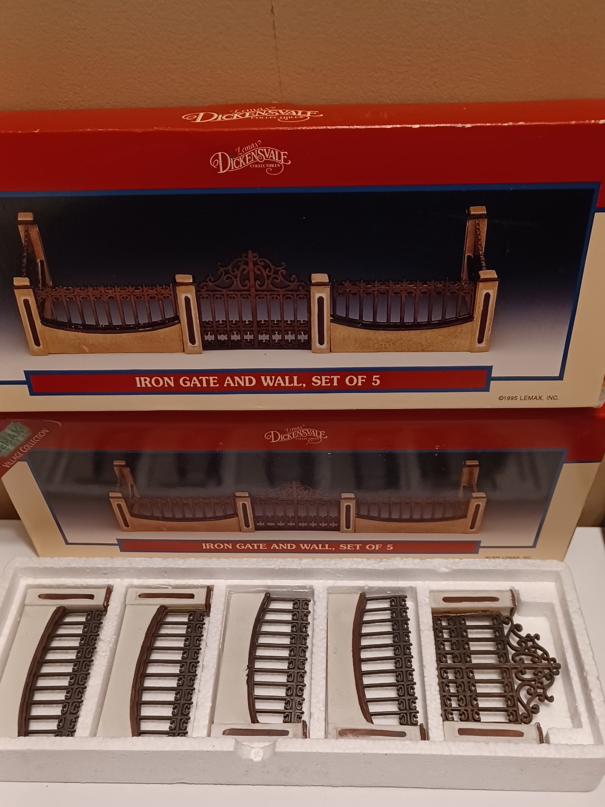 Lot of 2 Lemax Dickensvale Iron Gate and Wall (Set of 5, 10 Total) Xmas Village
