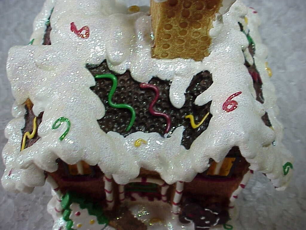 Christmas Gingerbread House Display Tabletop Resin Decorated Box Sterling