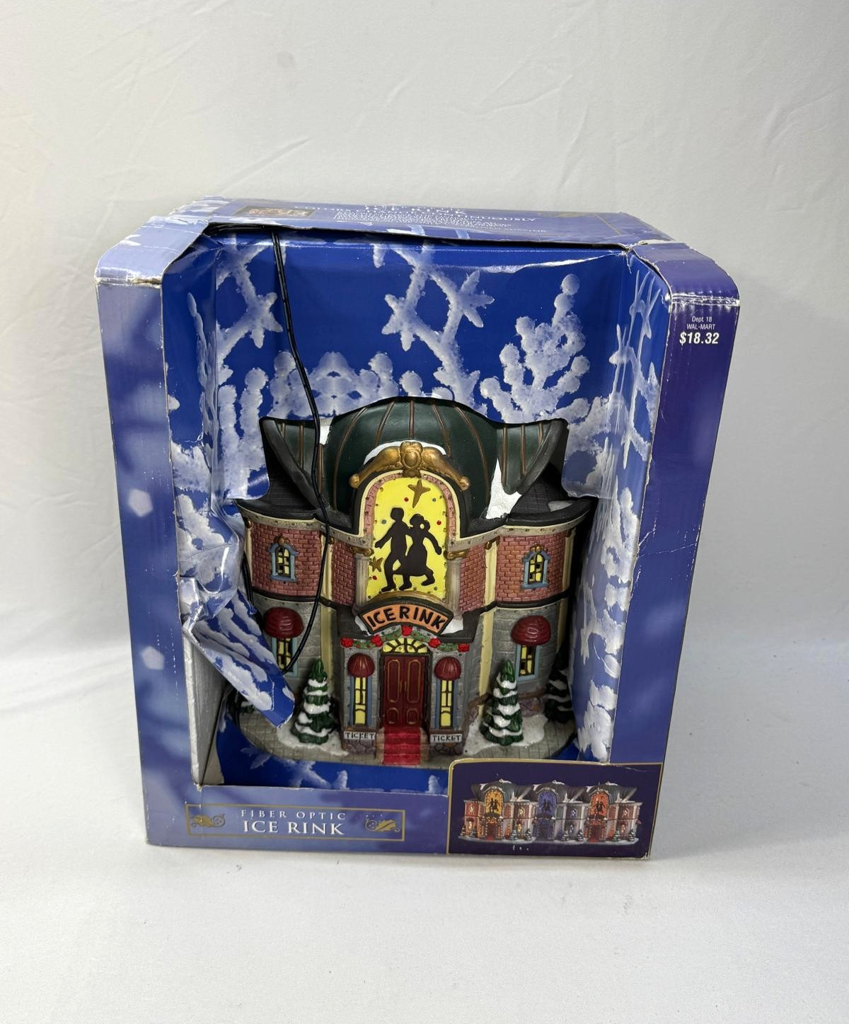 Ice Rink Fiber Optic Ceramic Christmas Village Lighted Display Scene