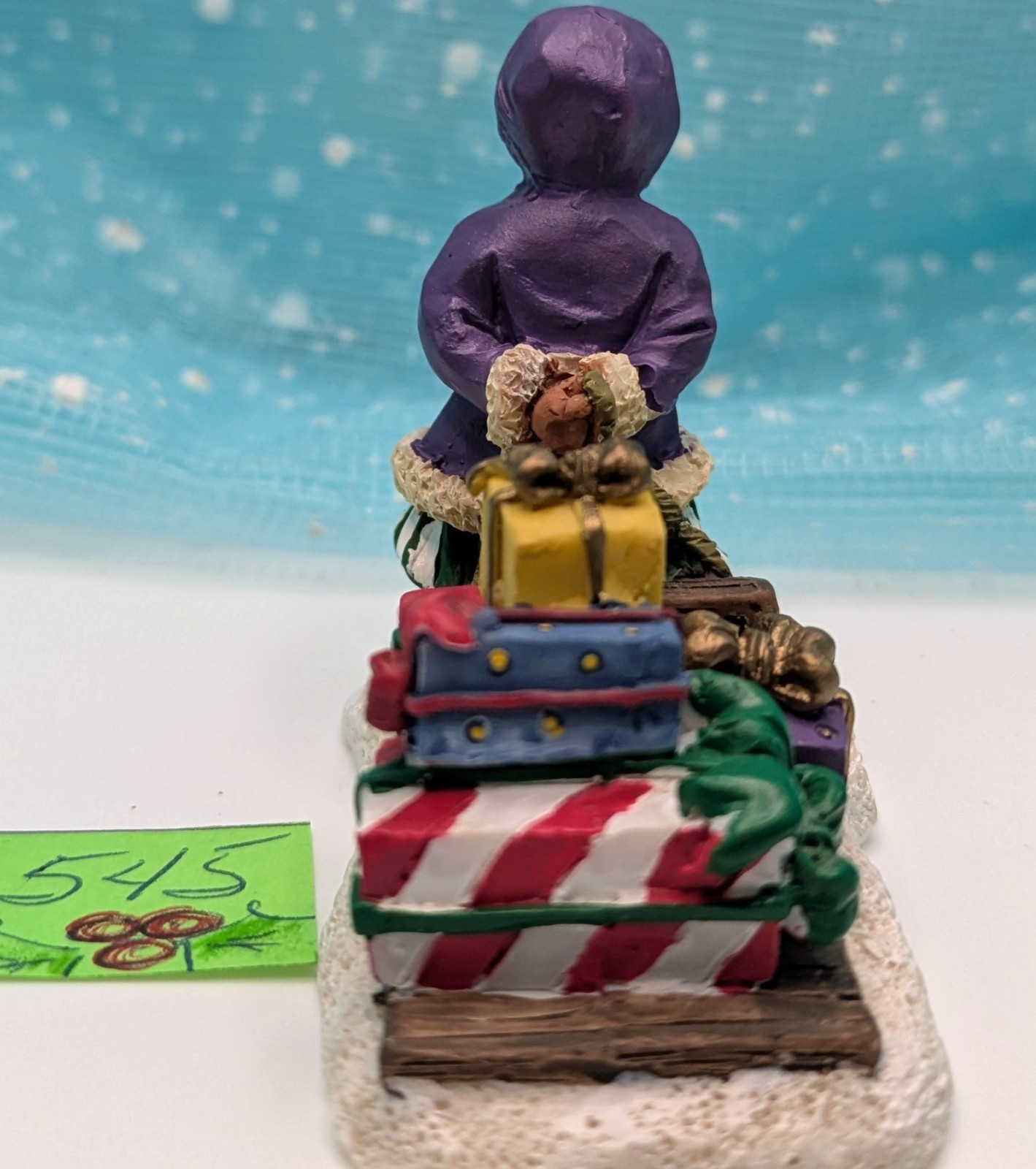 Girl sled presents gifts Christmas Village Figurine LOOSE INV545