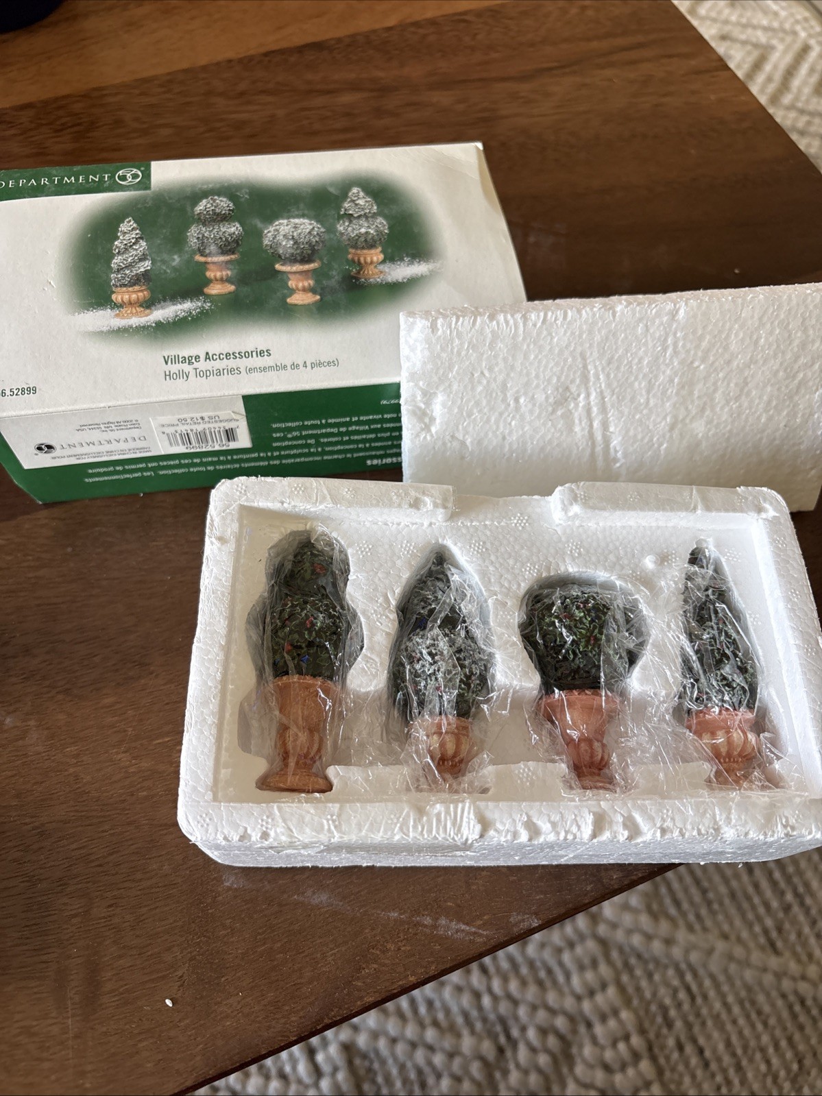 Dept 56 Ceramic Holly Topiaries Bush Plants Christmas Village Accessories 52899