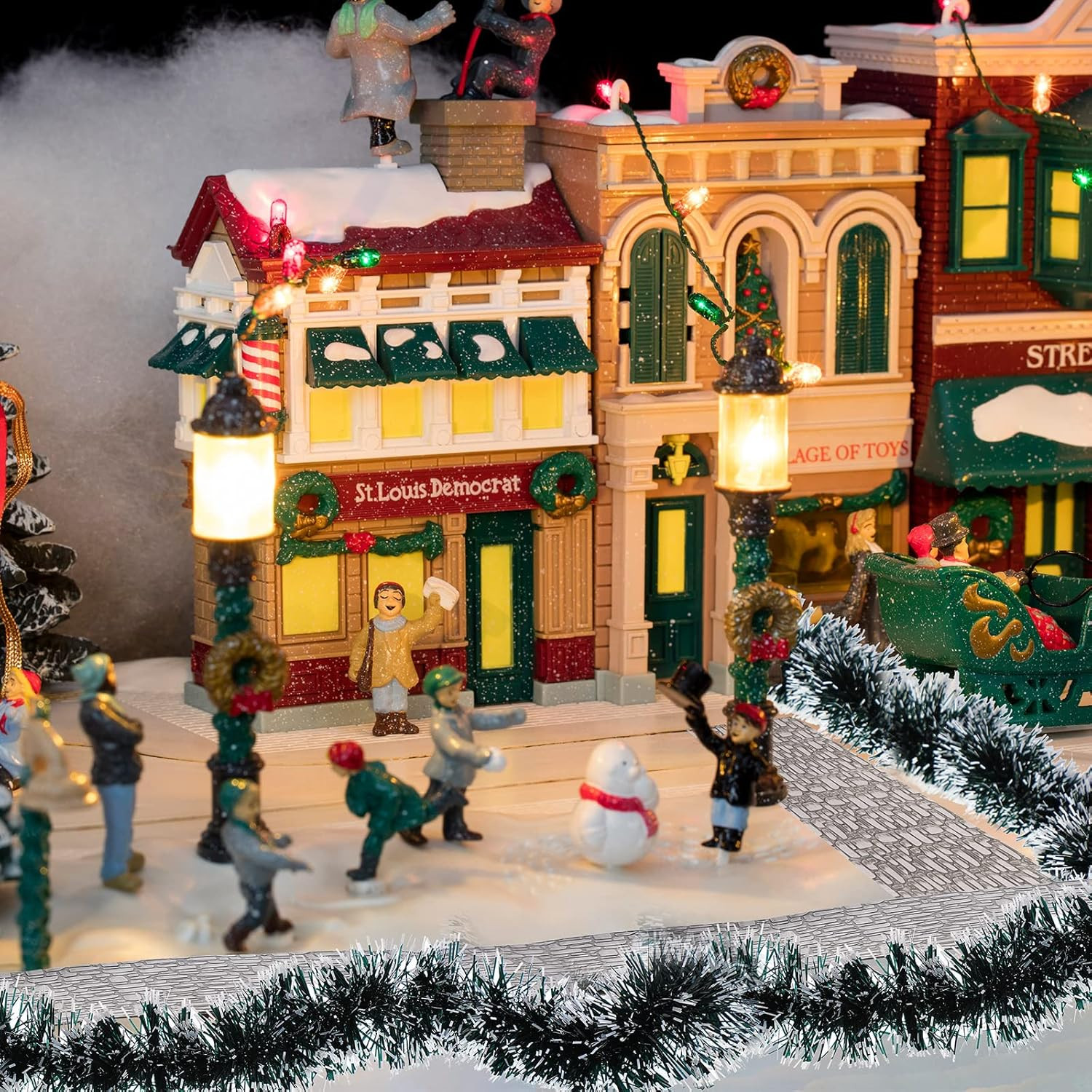 Christmas Village Accessories Street Mat Decor Hedge Snow Brick Road for Mini Fl