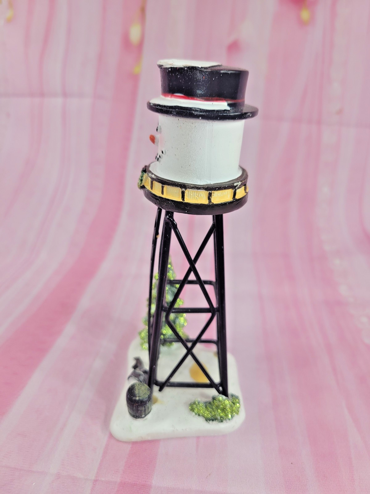 Holiday Time Snowman Tower Village Accessory Christmas Pine Tree 7″ Tall
