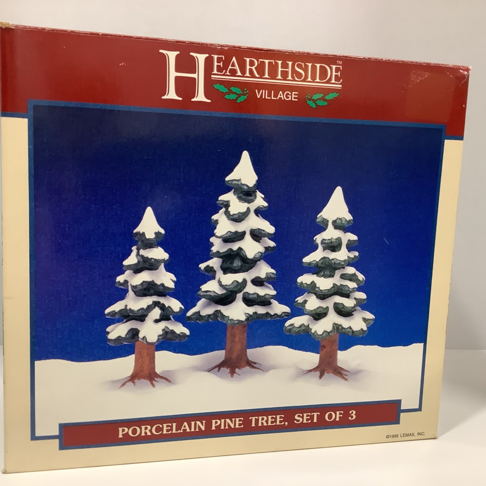 Lemax Hearthside Village #53159 Accessory Porcelain Pine Trees Set of 3 1995