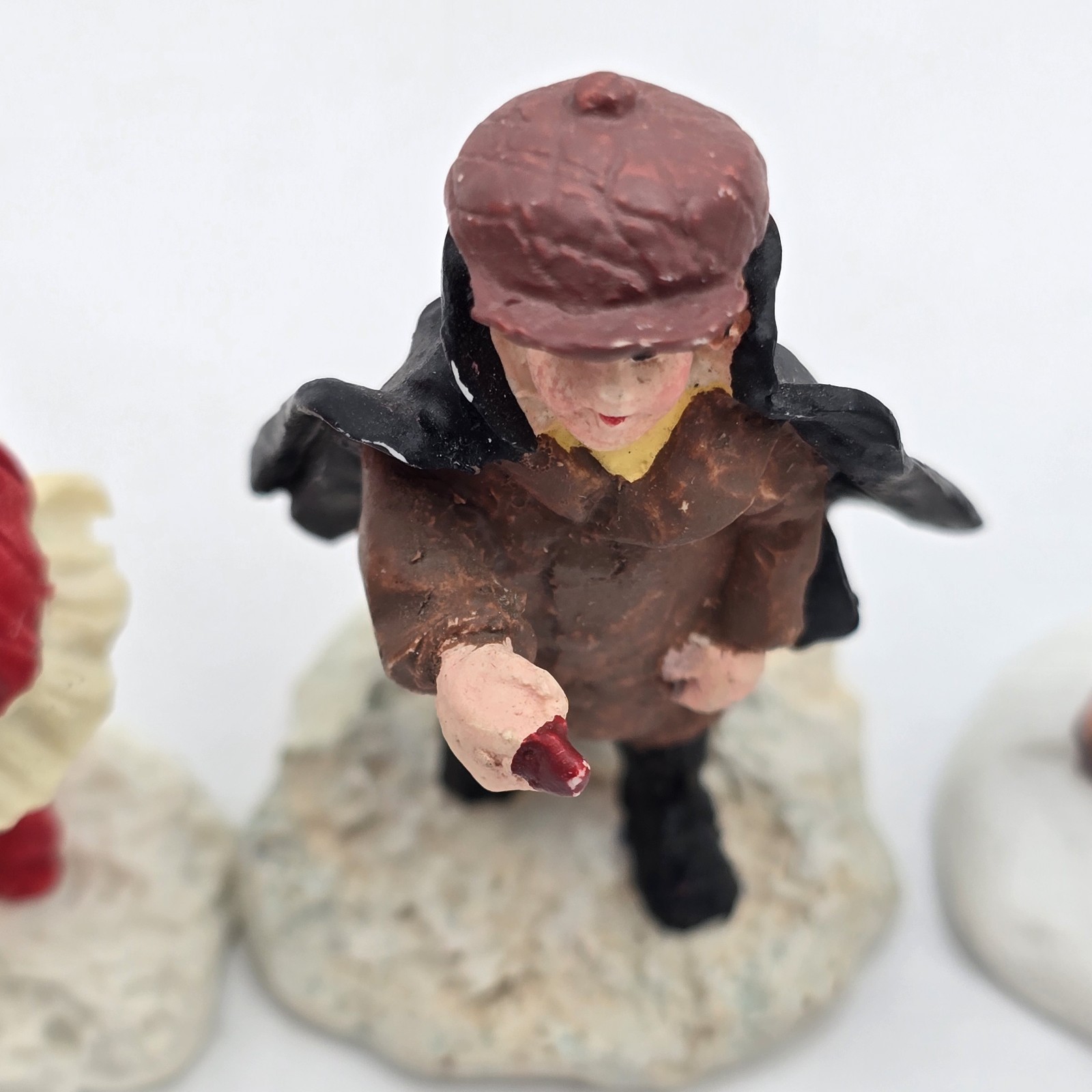 Vtg Christmas Village Figures Lot Ceramic Miniature Victorian People Girl Boy