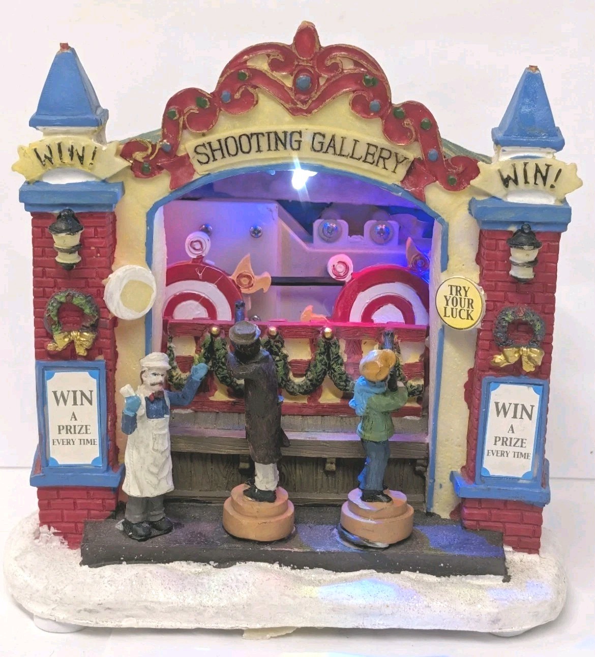 Christmas Village SHOOTING GALLERY CARNIVAL SCENE ROTATES AND LIGHTS UP *DAMAGED