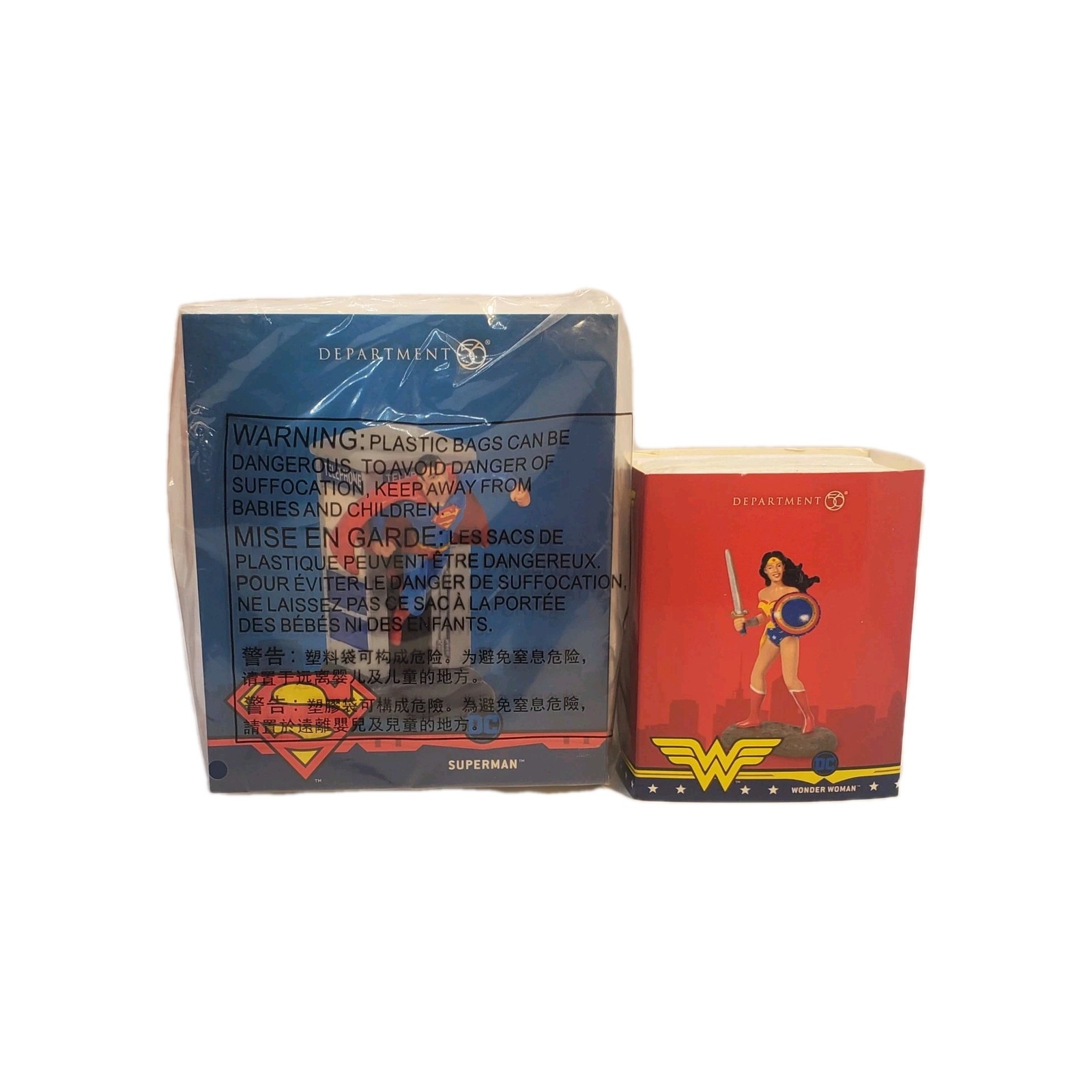 Dept 56 Superman & Wonder Woman DC Comics Village Warner Brothers Lot Of 2
