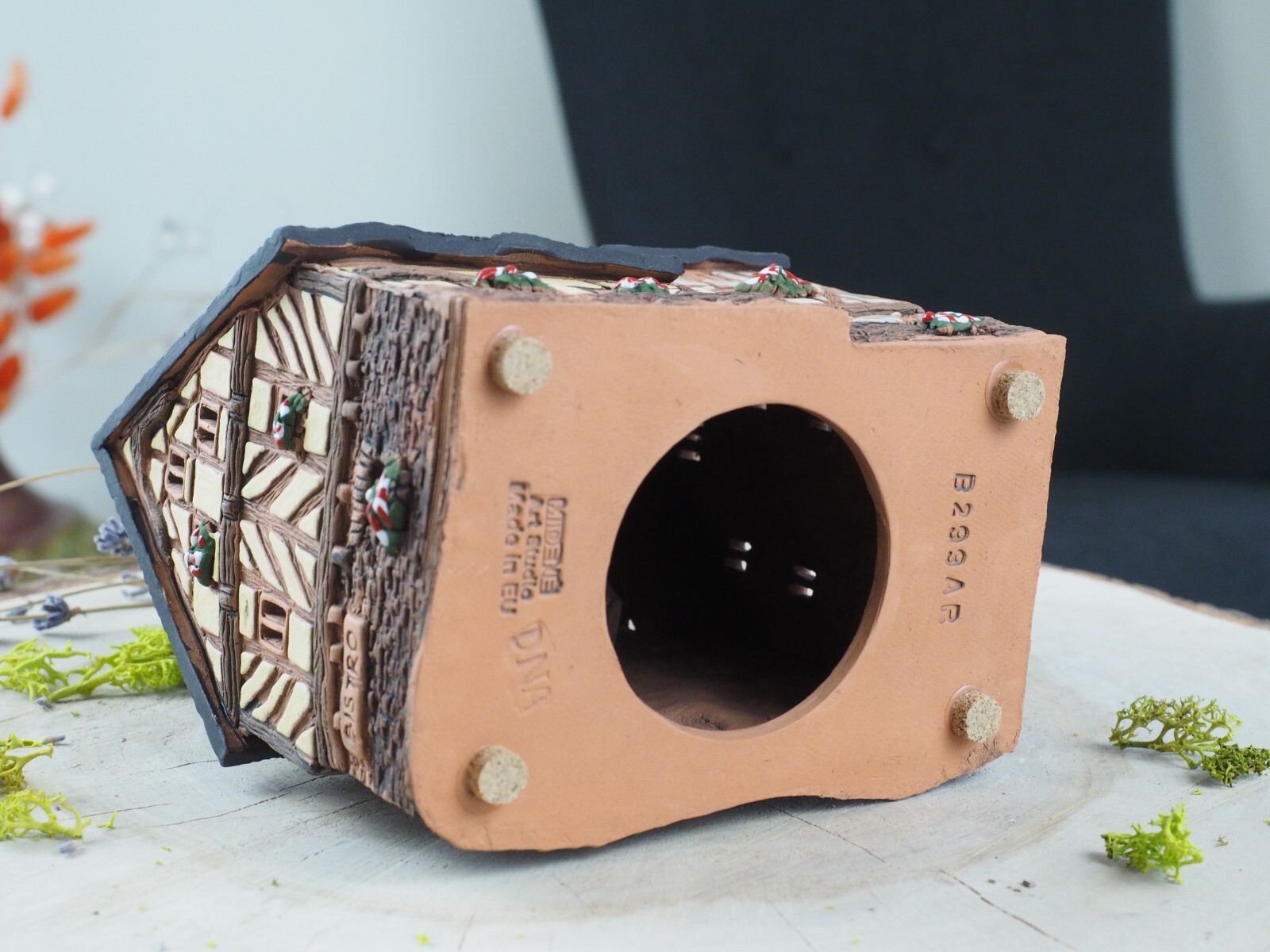 Ceramic Tealight Holder Miniature House in Rennes, France 15 cm Midene Handmade