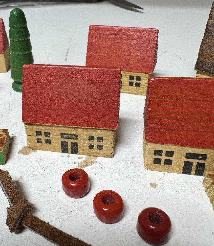 VTG Erzgebirge German Wooden Miniature Village Houses Church Horse Trees Lot