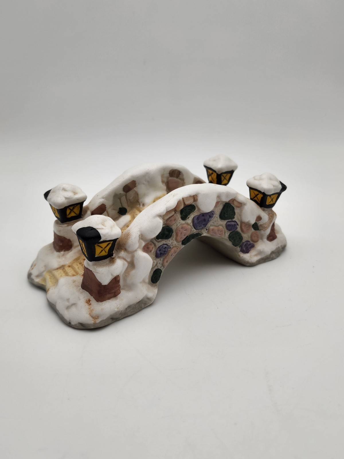 Christmas Village Accessories Stone Bridge Ceramic Winter Holiday Decor