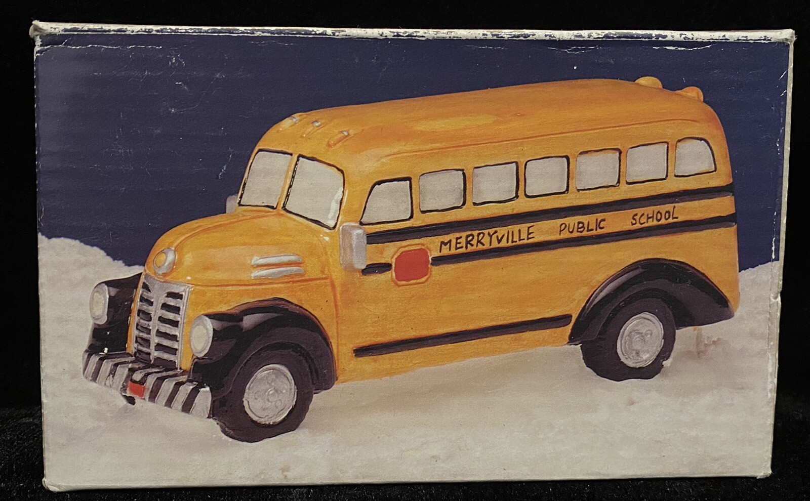 Christmas Valley Village Automobile Yellow Merryville Public School Bus 1993
