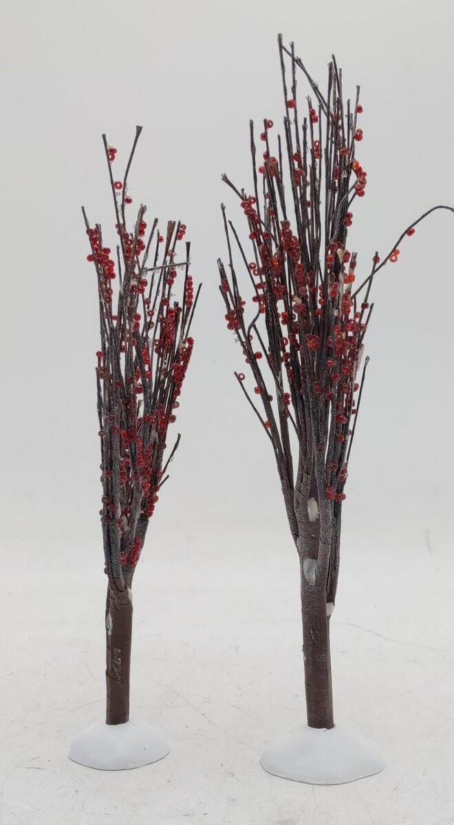 Dept 56 4020263 Village Accessories “Winter Berry Trees” (Set Of 2) EX/Box