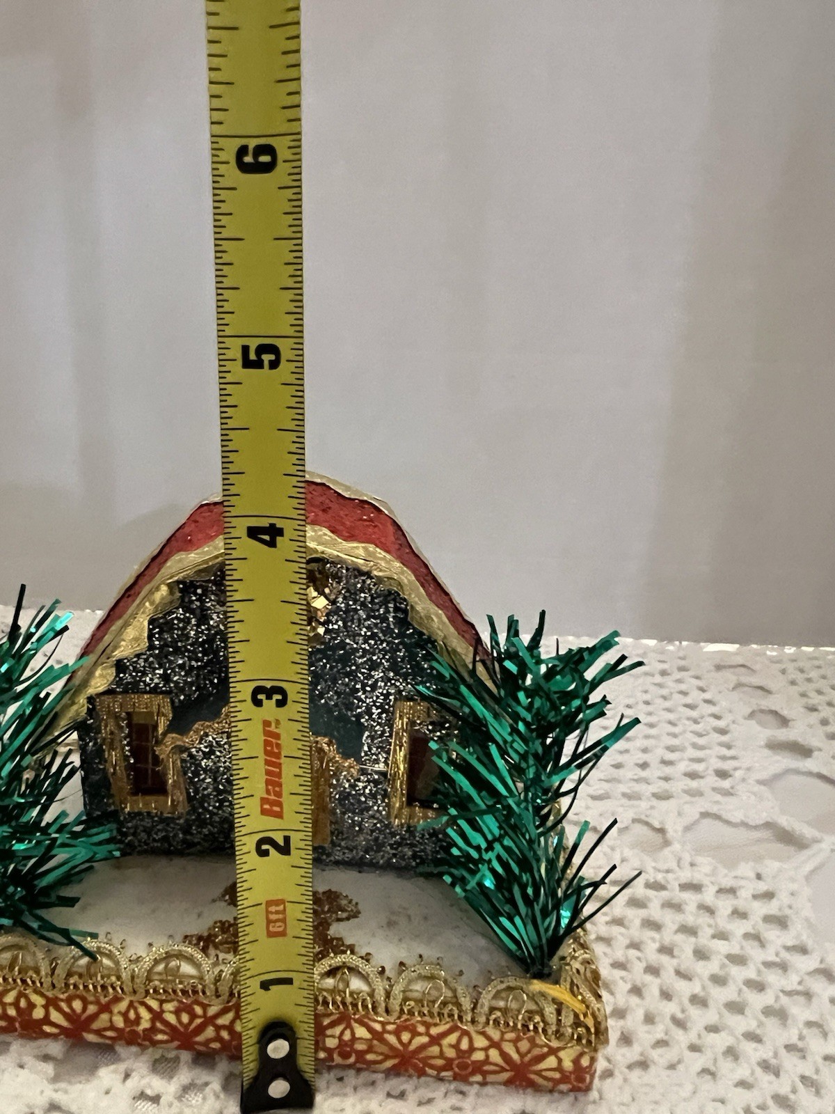 Putz House Japan Christmas Cardboard Glitter House Vintage Decor Building Japan