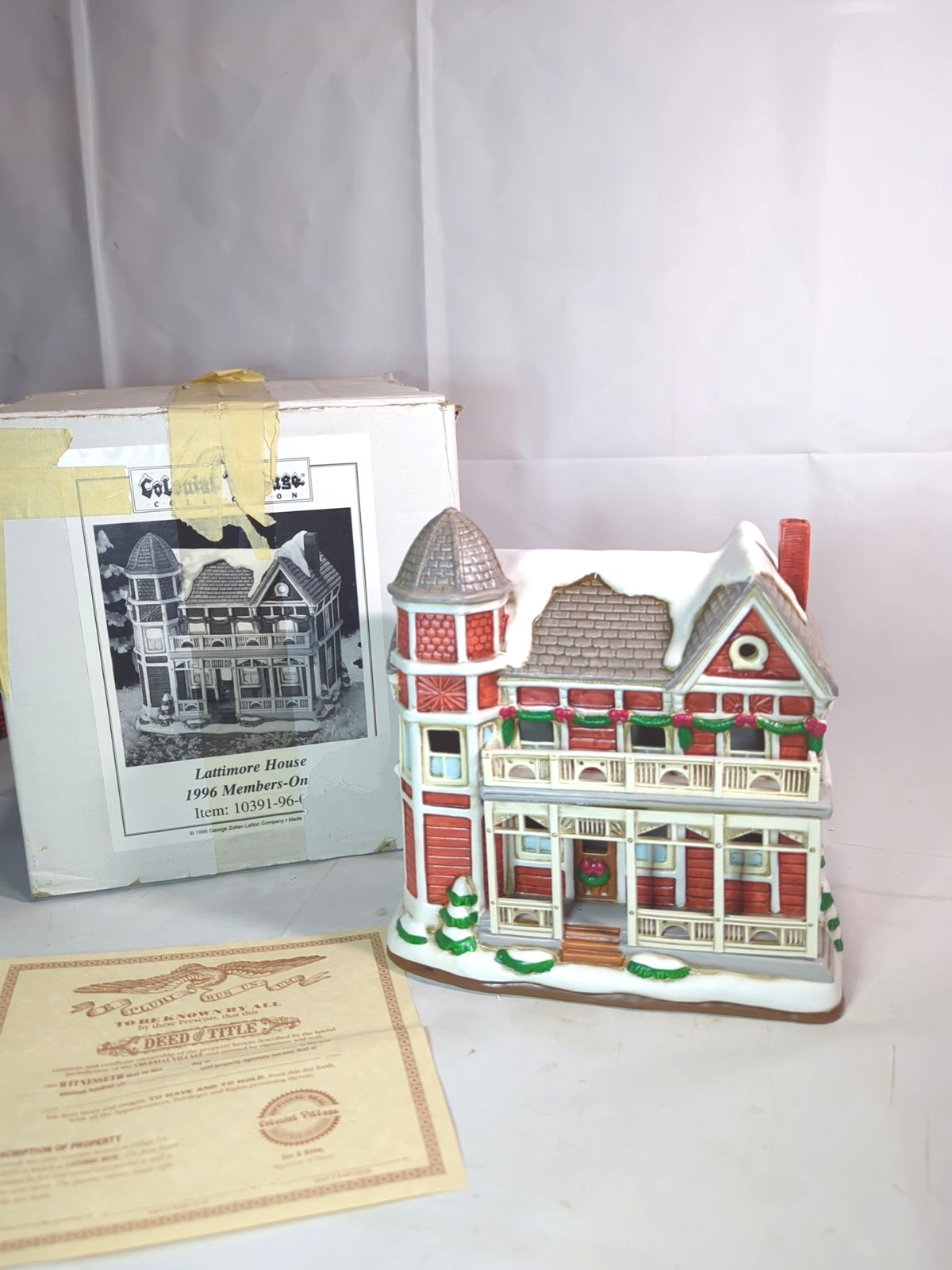 Vintage Lefton Colonial Village Lattimore House W/ box & deed D10
