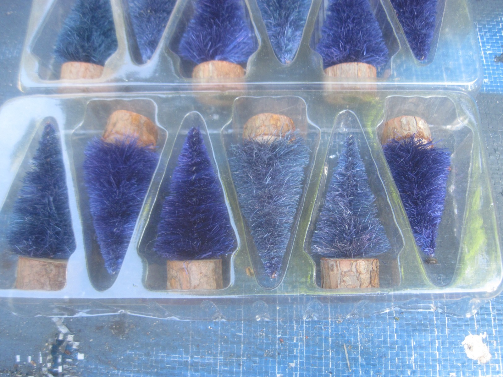 2 THE AMERICANA COLLECTION ~ 6 Miniature BLUE 3″ Tall Trees Sets, Look Unused