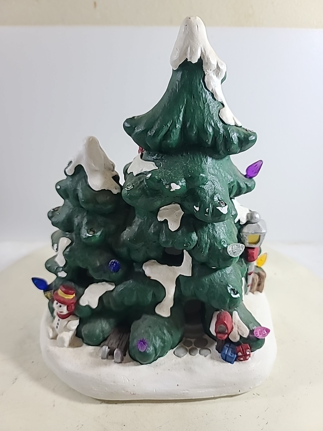 Vintage Ceramic 9″ Double Christmas Tree lightup Light Not Included DAMAGED
