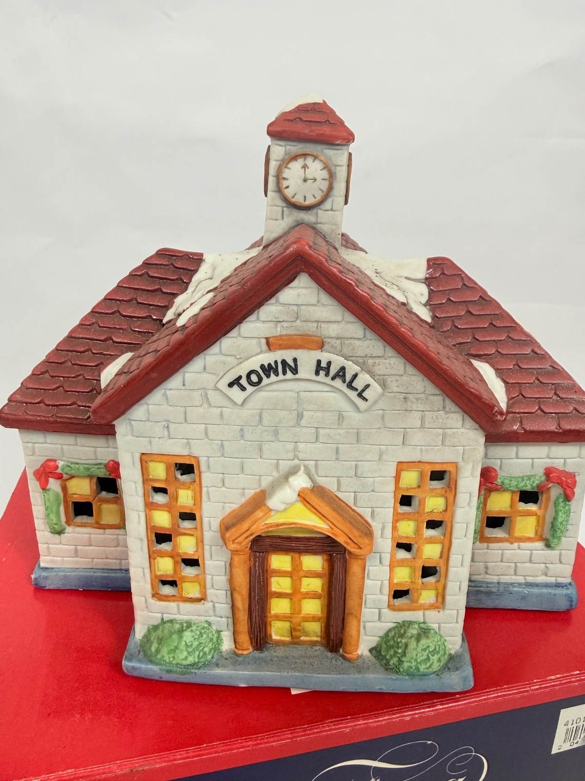 VTG Americana Porcelain Collectable Chritmas Light Up Court House 1991