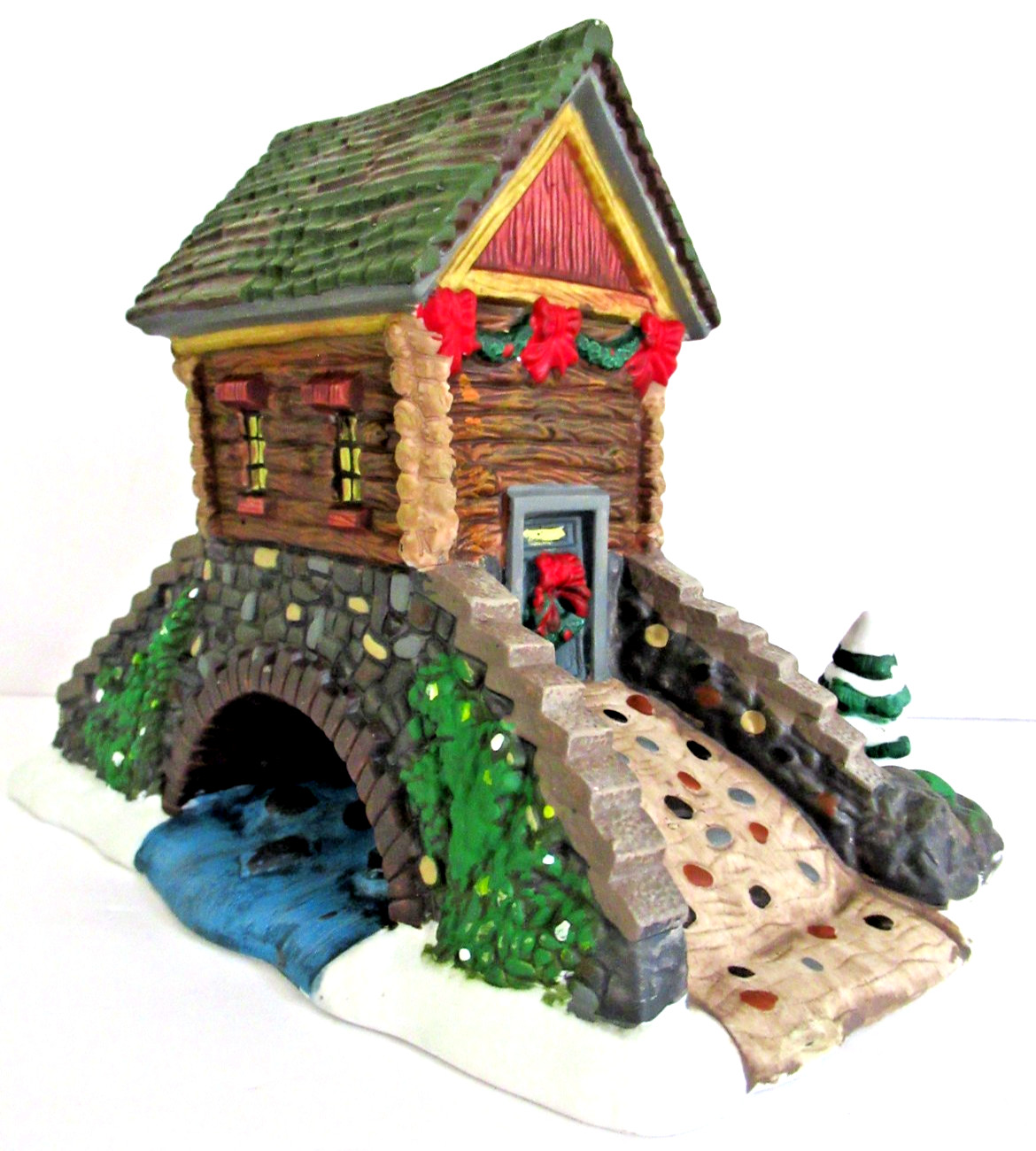 SANTA’S WORKBENCH “STONE BRIDGE WITH HOUSE” ~ (2001) ~ ** VILLAGE ACCESSORY **