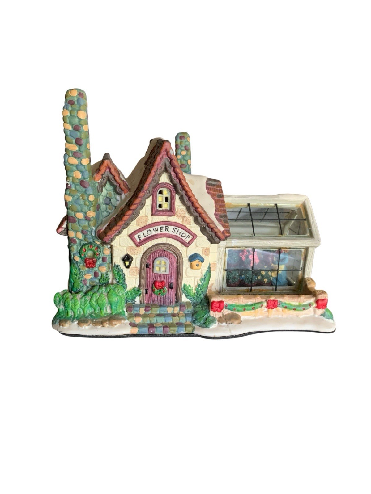 Christmas Village House Flower Shop Holiday Vintage